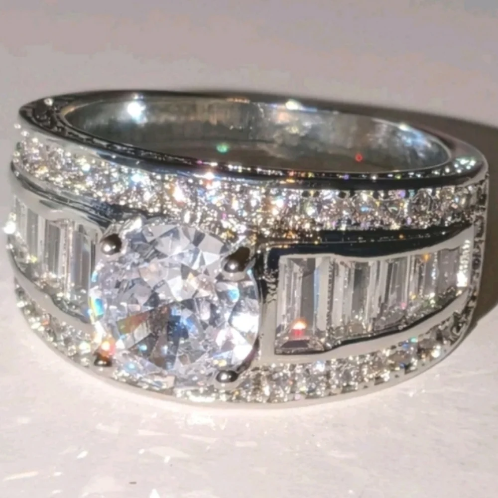 Classic Mens Dazzling 3ct Round Cut Lab Created diamond Engagement ring